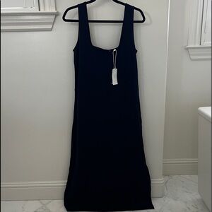 NWT Vince black sleeveless belted midi dress size M